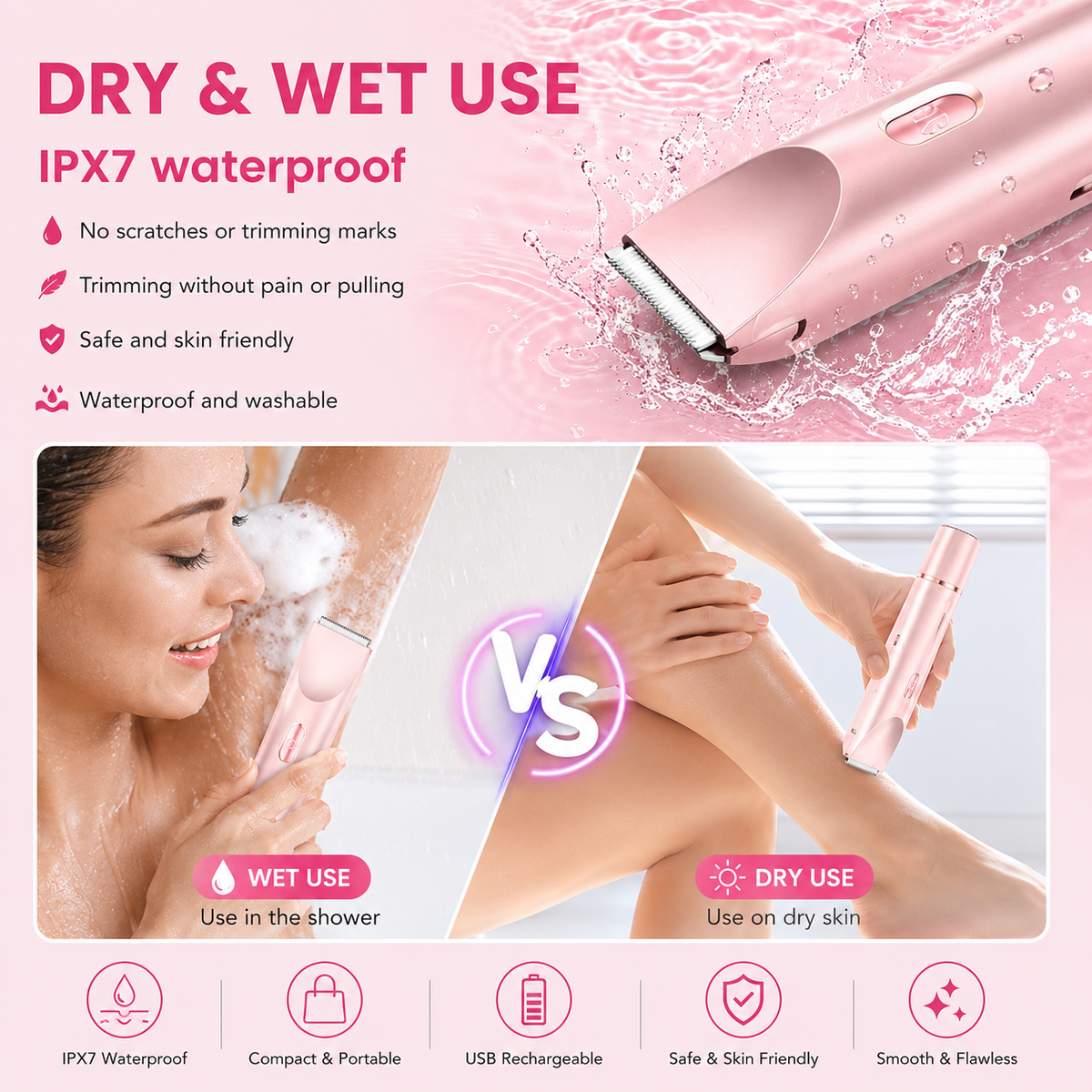 2-in-1 Dual Head Electric Face &amp; Body Hair Removal Trimmer