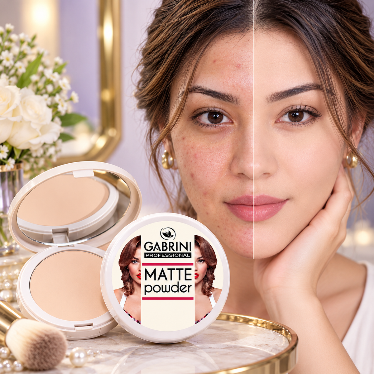 Gabrini Matte Waterproof Full Coverage &amp; Sweatproof, Long-Lasting Powder