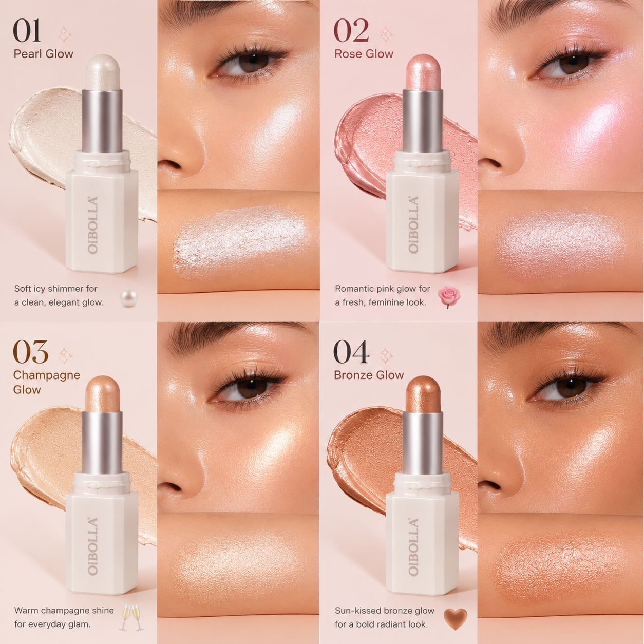 Buttery Glossy Dewy Glow Cream Highlighter Stick